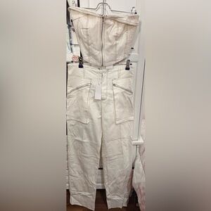 White Zip-Up Corset and Pants Set